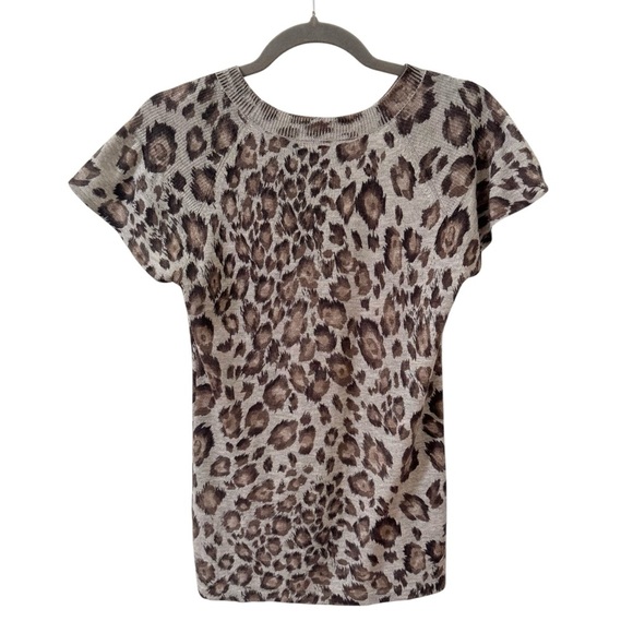 Rebecca Taylor Silk Cashmere Leopard Animal Print Flutter Sleeve Blouse Size S - Picture 5 of 8